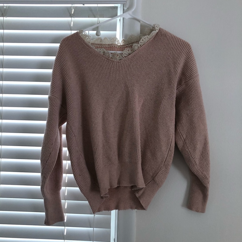 Lace pink sweater